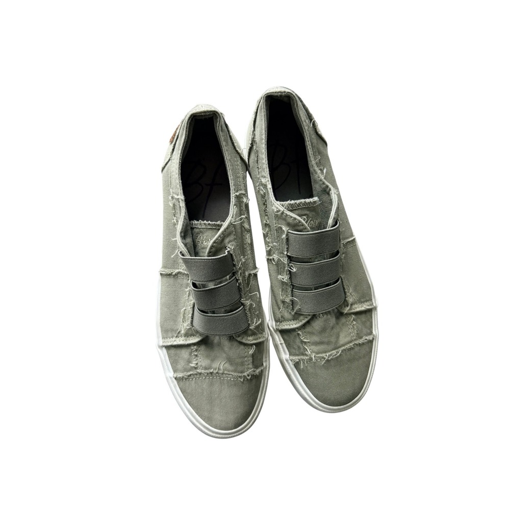 Blowfish Malibu Play Sage Green Distressed Canvas Slip On Sneakers